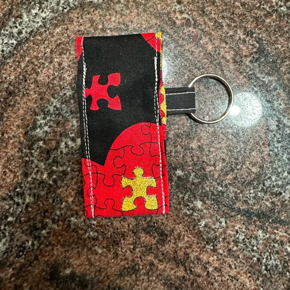 Handmade lip balm holder keychain- puzzle pieces